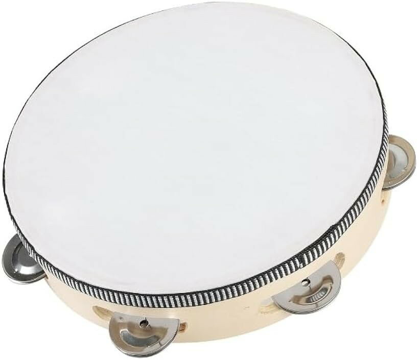 タンバリン 楽器 打楽器 ダンス バレエ 木製 コンパクト 軽量 お手軽タンバリン 直径25cm (20cm)