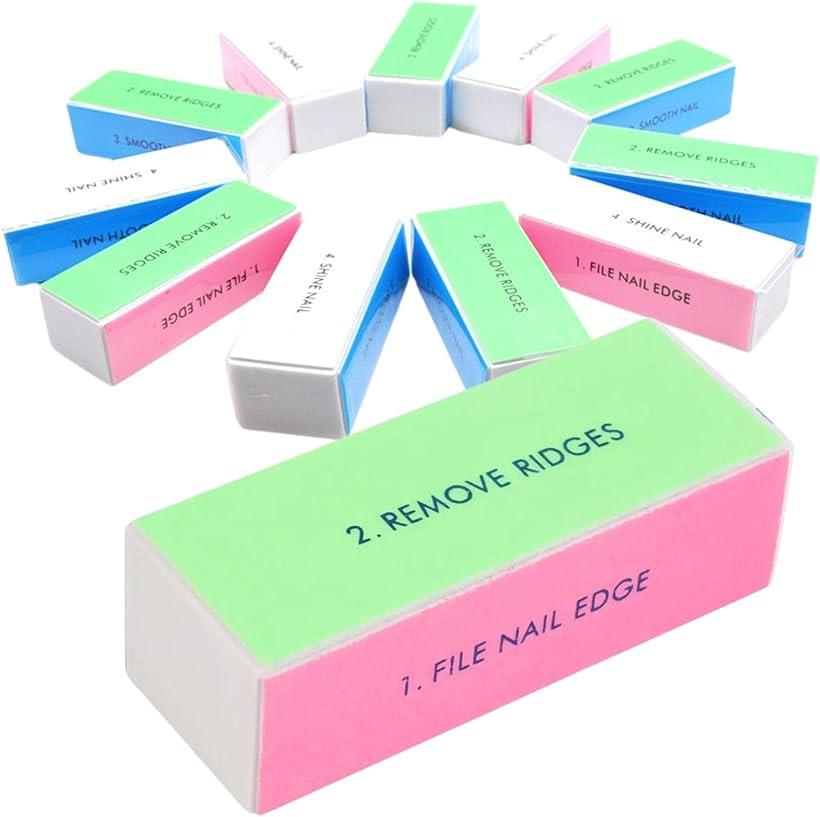 爪磨き つや出し ネイルケア スポンジ 4面 12個セット 自宅で簡単ネイルケア