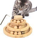 猫用おもちゃ 鈴付き ターンテーブル 竹製 回転 ボール遊び 紛失防止 滑り止め 子猫-成猫