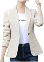 チェック柄ジャケット ボタン カジュアル ビジネス オフィス 面接 一つボタン 通勤 通学 明るい色 レディース