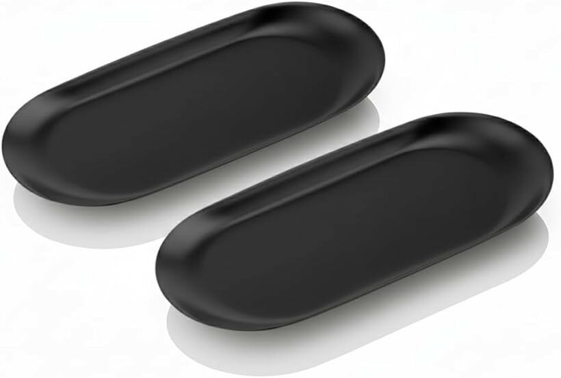 N - キャッシュトレイ ステンレス コイントレー カルトン お会計 釣り銭 小銭トレイ (ブラック, 2個セット)