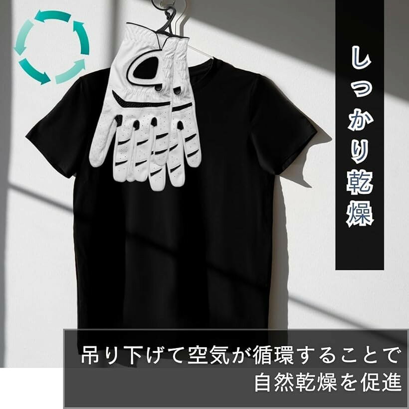ゴルフグローブハンガー 吊り下げ 収納 手袋ホルダー しっかり乾燥 (ブラック, 1個)