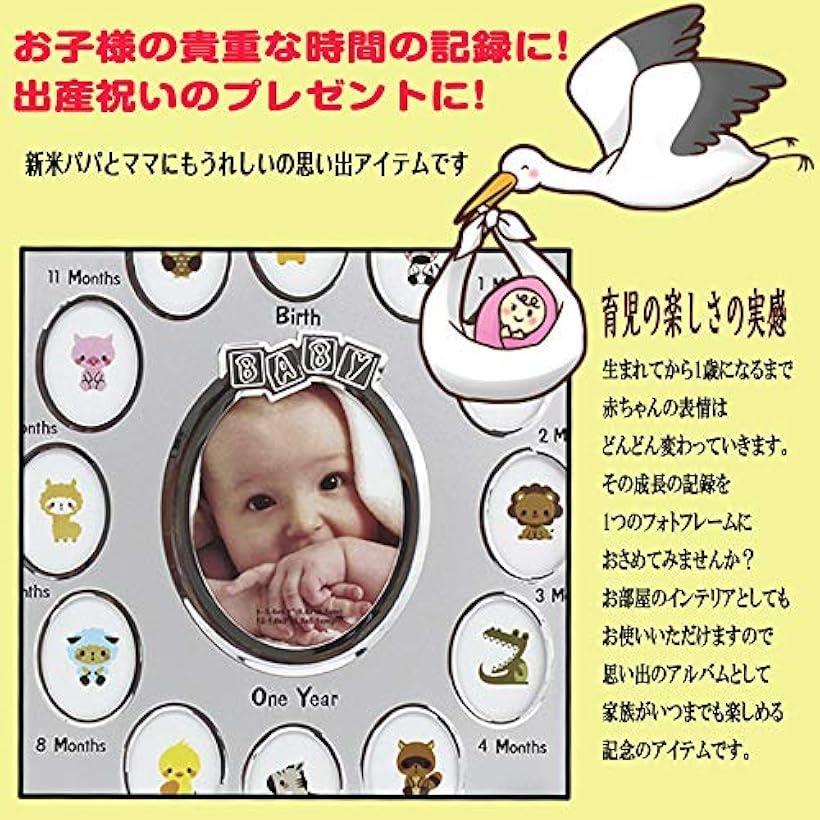 ベビーフォトフレーム 生後12カ月の成長記録を1つに 4カラー サイズ23cmx28cm