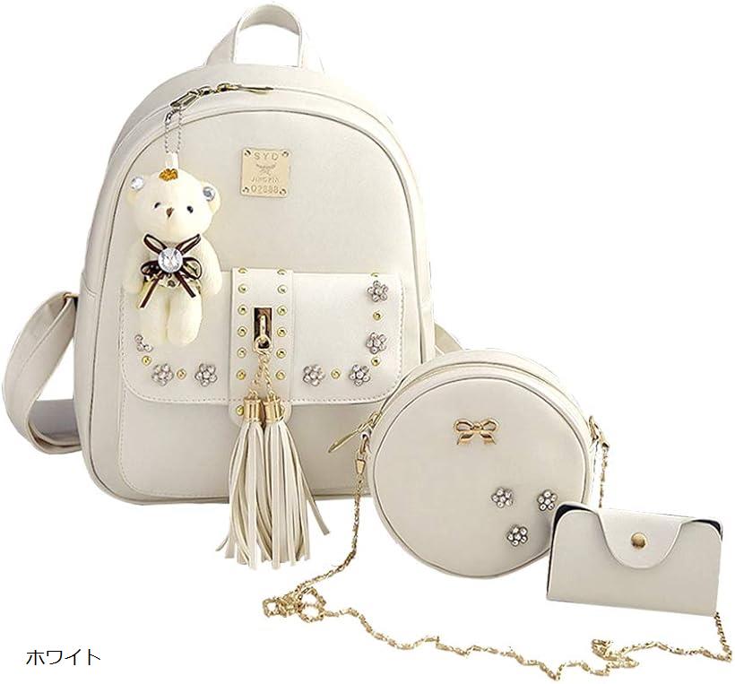 リュックサック ポシェット カードケースが揃った3点セット 4Color ブラック ピンク ホワイト