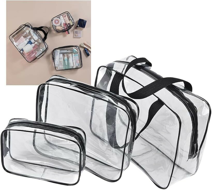 樂天商城 - AINetJP Premium 防水トラベルポーチ 3サイズ 旅行グッズ 中が見える スパ プール 小物入れ ブラック (ブラック)