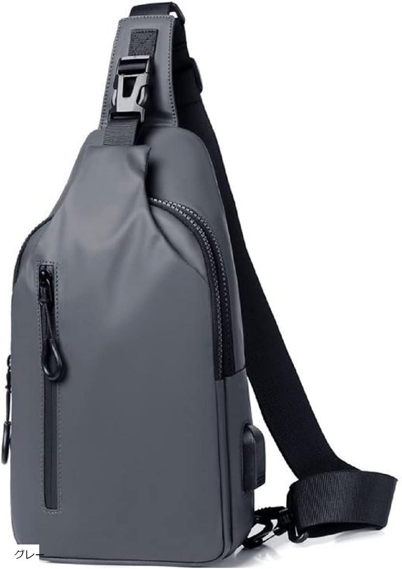 メンズ クロス ボディ バッグ 軽量 大容量 メッセンジャー 肩掛け 斜め掛け 防水 グレー