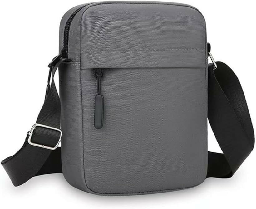 ショルダーバッグ メンズ 21x16x5cm スマホポーチ コンパクト カバン 肩掛け 斜めがけ (グレー)