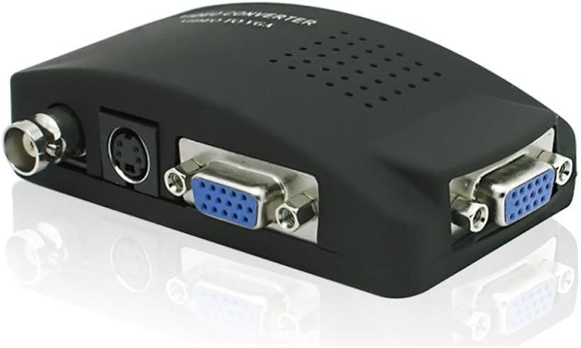 BNC/S-video TO VGAコンバータ アナログ変換器 音像入出力対応 PC モニタ 変換アダプタ DVR DVD CCTVカ..