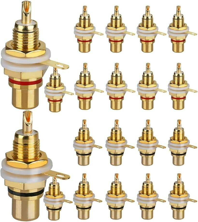 スピーカー アンプ オーディオ ソケット メス プラグジャック 端子 真空管 RCA コネクタ 金メッキ 汎用品 (20個セット)