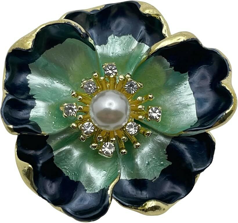 樂天商城 - レディース フラワー ブローチ バッジ 花 椿E1016 (藍色, 4.3cm)