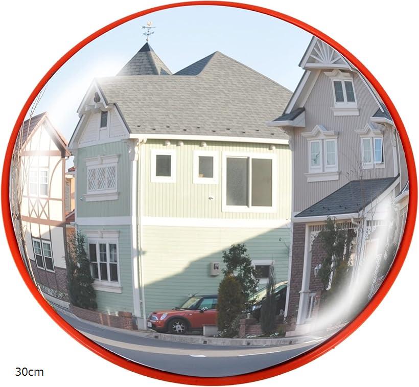 カーブミラー ガレージ 道路 曲がり角 安全確保 道路反射鏡 丸型 交通 交差点 車 バイク 歩行者 対策 事故防止 駐車場 車庫 死角 路地 30cm