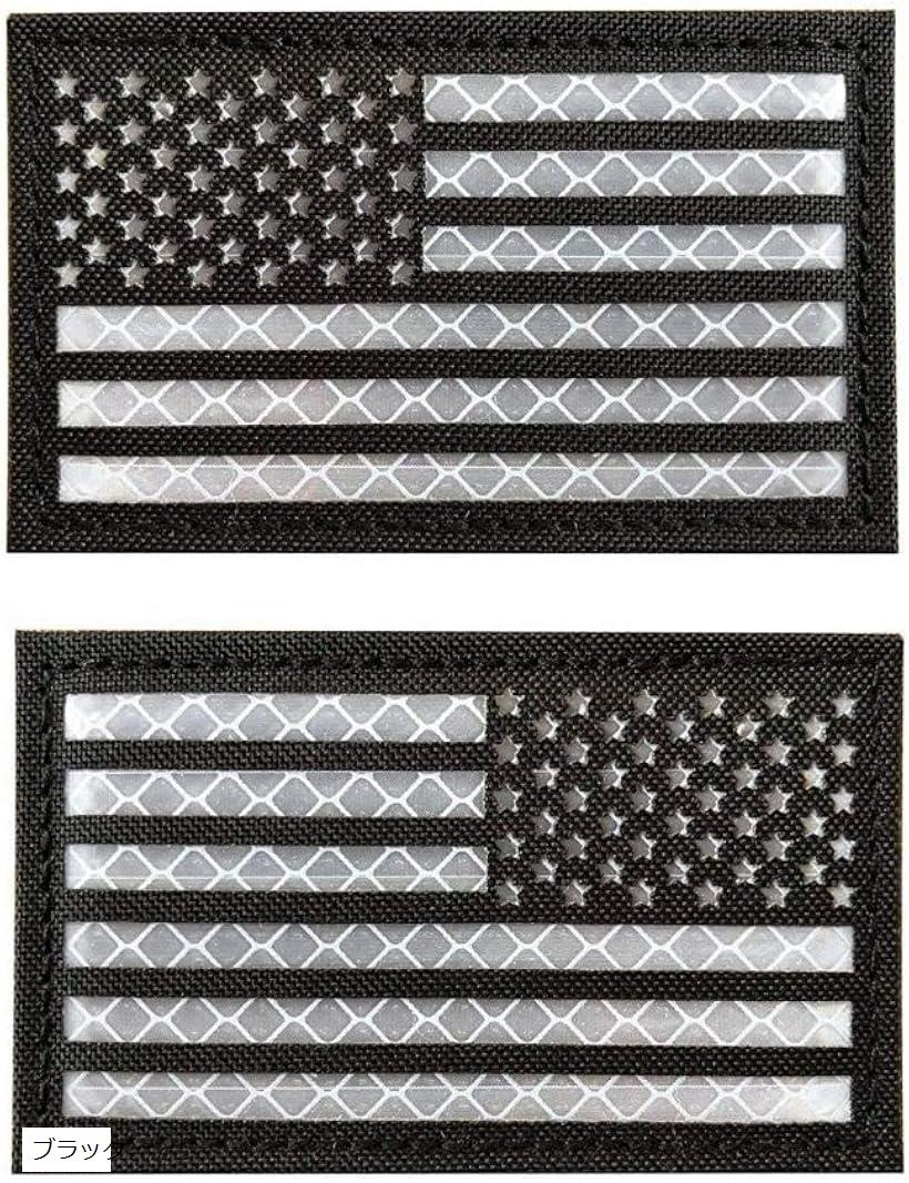IRパッチ ミリタリー ワッペン サバゲー アメリカ 国旗 ブラック