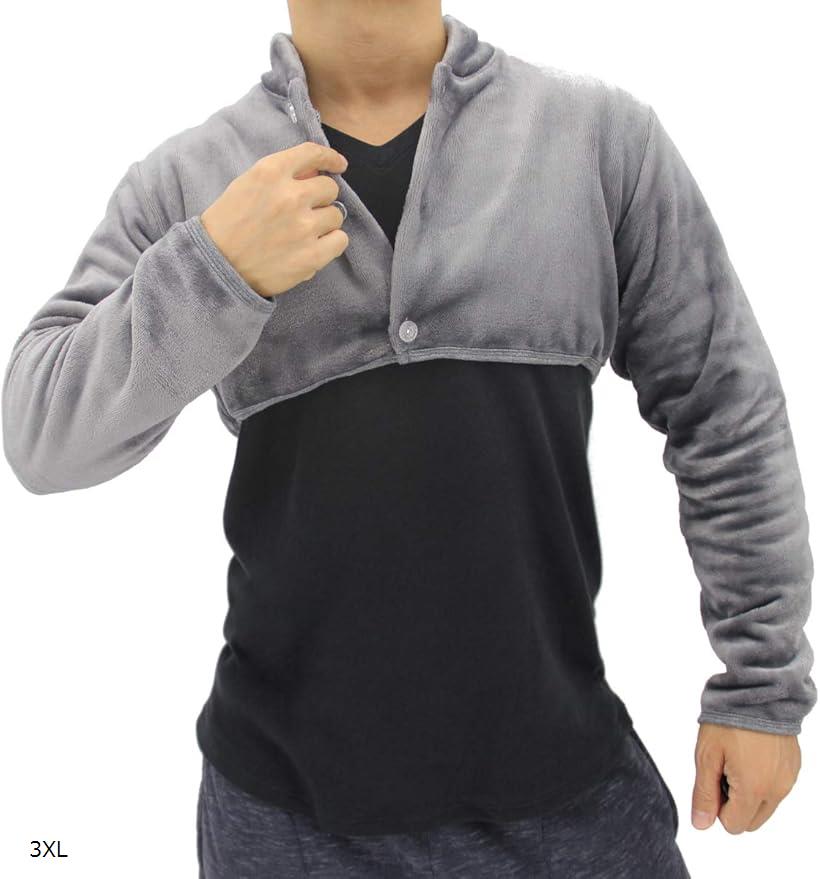 肩当て フランネル 生地 あったか 防寒 寝具 グレー 男女兼用 長袖 肩あて 着る毛布 L 2XL XL M 4XL 3XL