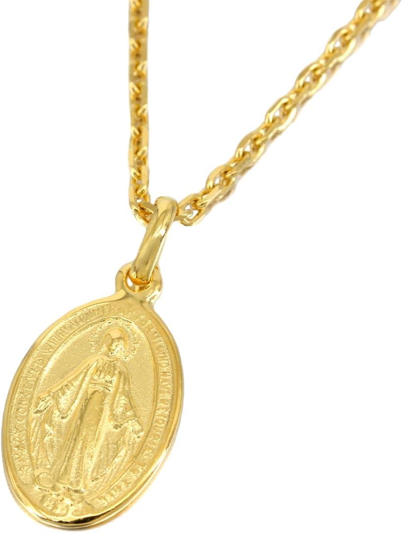 Gold - 24K ネックレス ゴールド コーティング マリア コイン シルバー 925 メダイ 金 チェーン チョーカー メンズ