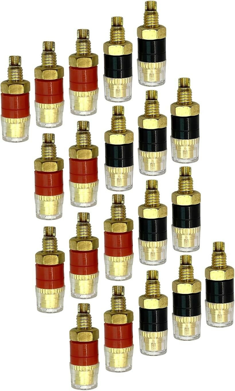 Transformers, Conversion Plugs - スピーカー ターミナル 4mm バナナ プラグ 対応 バインディング ポスト レッド ブラック 赤 黒 各10個 計20点セット (赤黒各10個20点セット)
