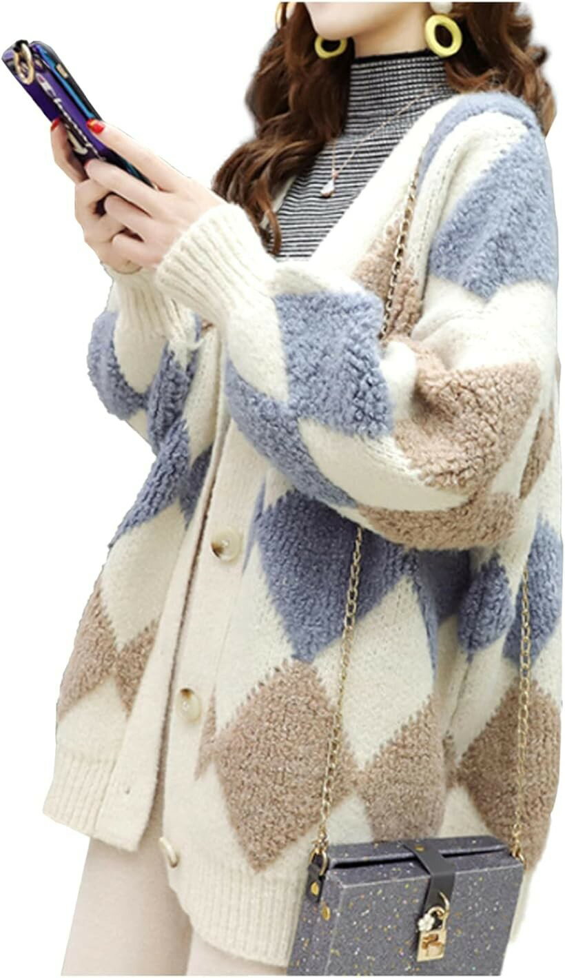 Rakuten - カーディガン ニット 厚手 シンプル カジュアル (ホワイト, L)