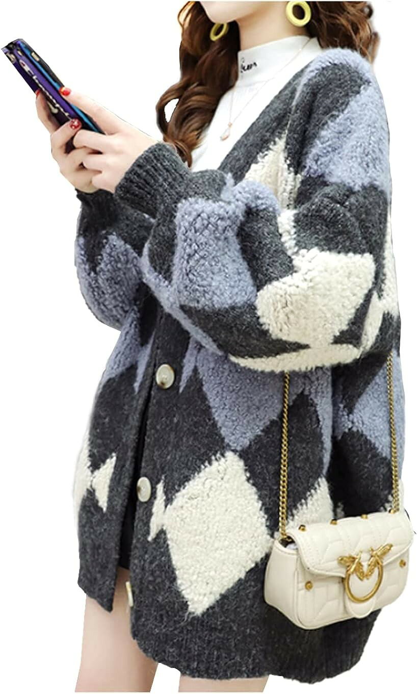 樂天商城 - カーディガン ニット 厚手 シンプル カジュアル (グレー, L)