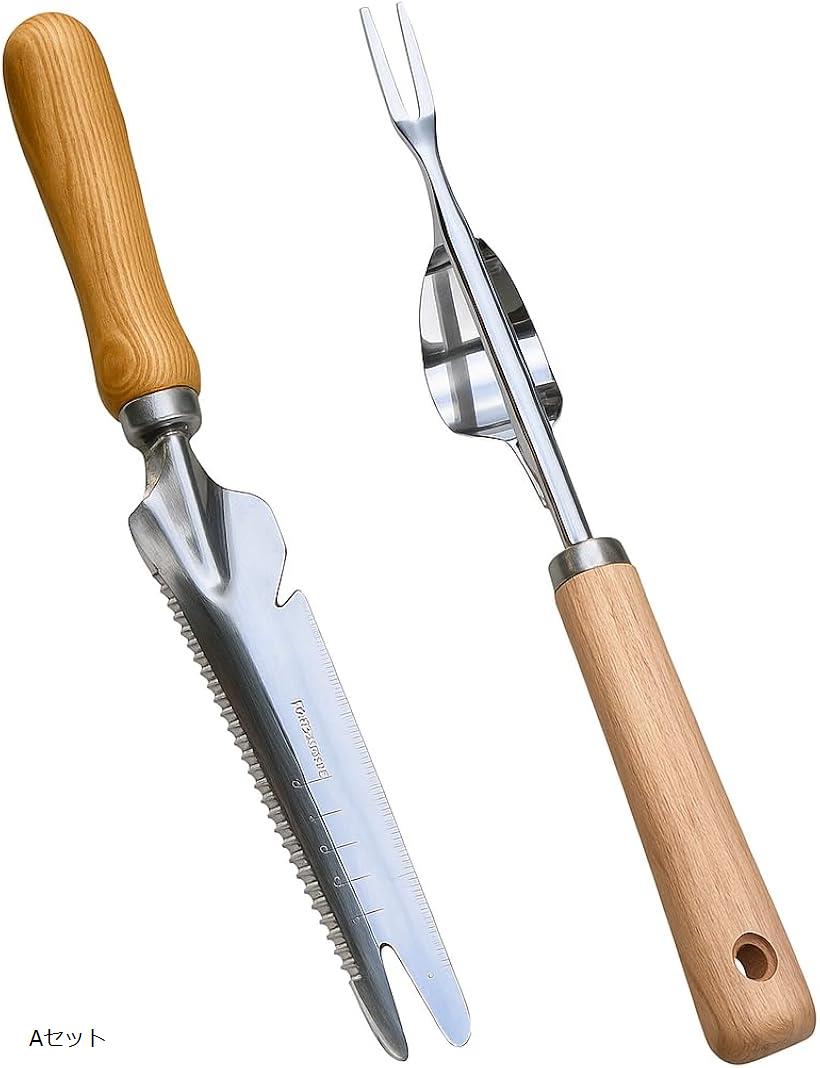 【楽天ランキング1位入賞】草抜き 道具 2本セット ステンレス製 雑草対策 手動 除草ツール 木製ハンド..
