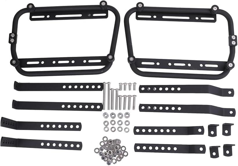 バイク用 サイドボックス 取り付け ステー 左右セット キャリア サポート パーツ アクセサリー 簡単 脱着 パニアケース ホルダー ツーリング 汎用 社外品