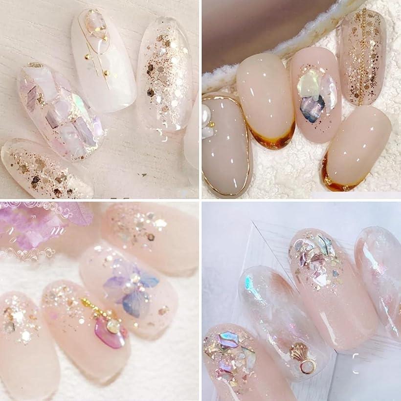 ネイルシール 春夏A 貼るだけマニキュア 可愛い 花 透け感 箔 パール パーツ