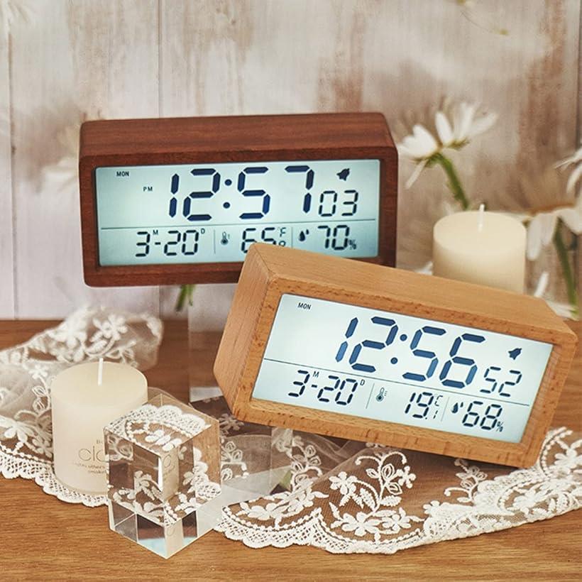 置き時計 デジタル 木目調