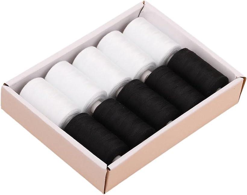 ミシン糸 60番 黒 白 10個セット 普通地用 1個約1350m