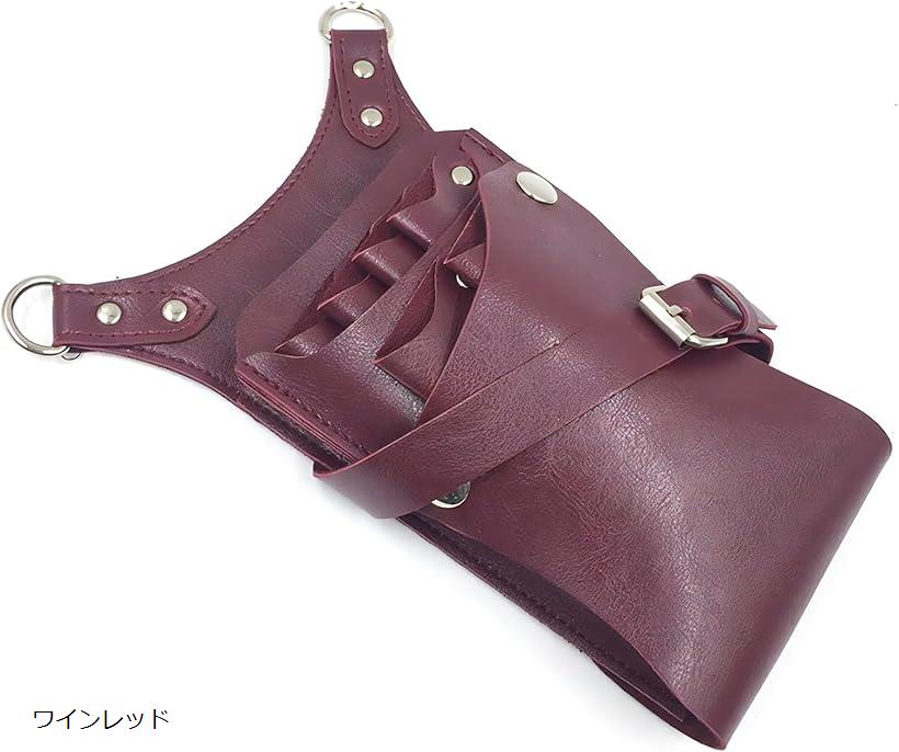 シザーケース 美容師 6丁 トリマー シザーバック ハサミ収納 ハサミ入れ ショルダー ベルト付き PUレザ..