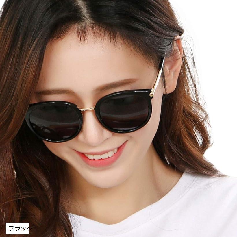 レディース サングラス 偏光 レンズ フォックス 型 UV 400 紫外線 防止 ローズ アプリコット ブラック