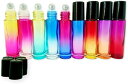 アロマボトル 10ml 9本セット カラフル ロール オン ガラスアロマ瓶 スチールボール瓶 オイル 用(4)