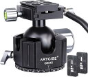 互換品 54mm 低重心 ハンドル ボール雲台 CNC精密加工 アルミ 三脚ヘッド 360度回転 パノラマ 自由ビデオ雲台 二つの予備アルカスイス クイックシュー付き 一眼レフ DSLR カメラ用 最大耐荷重25キロ