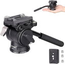 互換品 2Way フルード 雲台 アルミ合金製 小型 ハンドル ビデオ三脚ヘッド 360°回転可能 パノラマ撮影流体雲台 一眼レフ/ビデオDSLR/カメラ三脚/一脚/スマホ撮影など対応 耐荷重3キロ