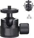 互換品 20mmボール 低重心 雲台 CNC加工 アルミ 360度回転 パノラマ ボールヘッド 3/8-1/4ネジアダプター付き 自由雲台 一眼レフ DSLR ビデオカメラ用 最大耐荷重3キロ