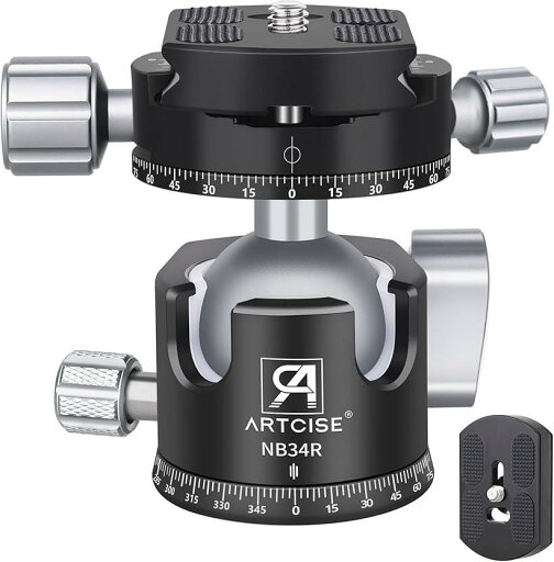 アルカスイス互換 34mm 低重心 ボール雲台 CNC精密加工 アルミ ダブル360度回転パン パノラマ ボールヘッド クイックシュー 自由雲台 一眼レフ/DSLR/カメラ用 最大耐荷重 15キロ アルカスイス互換 34mm 低重心 ボール雲台 CNC精密加工 アルミ ダブル360度回転パン パノラマ ボールヘッド クイックシュー 自由雲台 一眼レフ/DSLR/カメラ用 最大耐荷重 15キロ