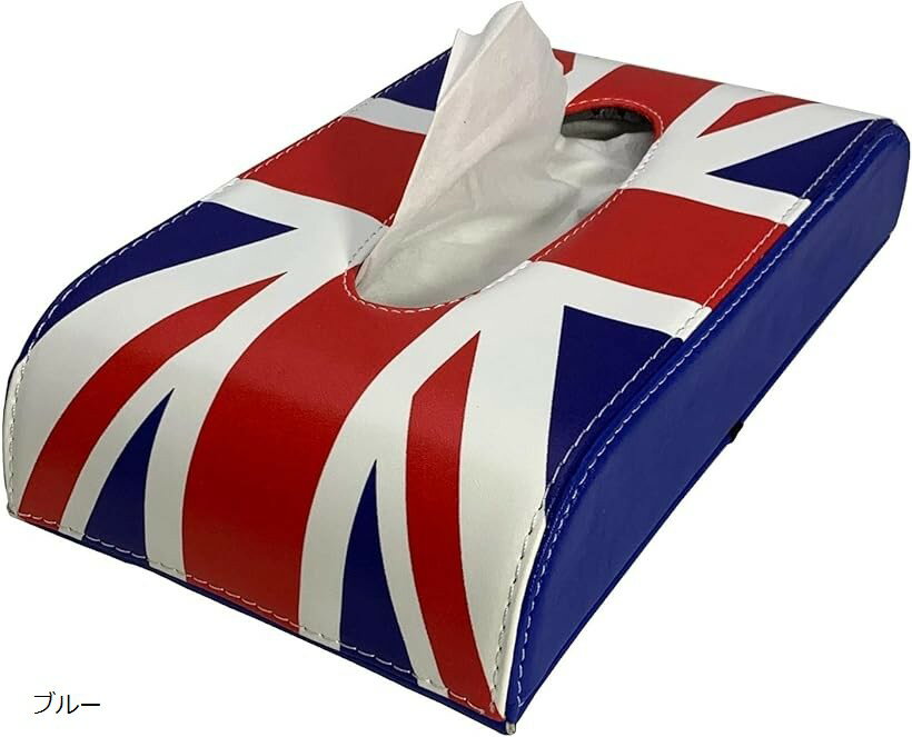 スカイベル ティッシュケース 車 スリム ミニクーパー BMW MINI 対応 アクセサリー カバー ボックス 便利グッズ ブラック チェッカー ブルー