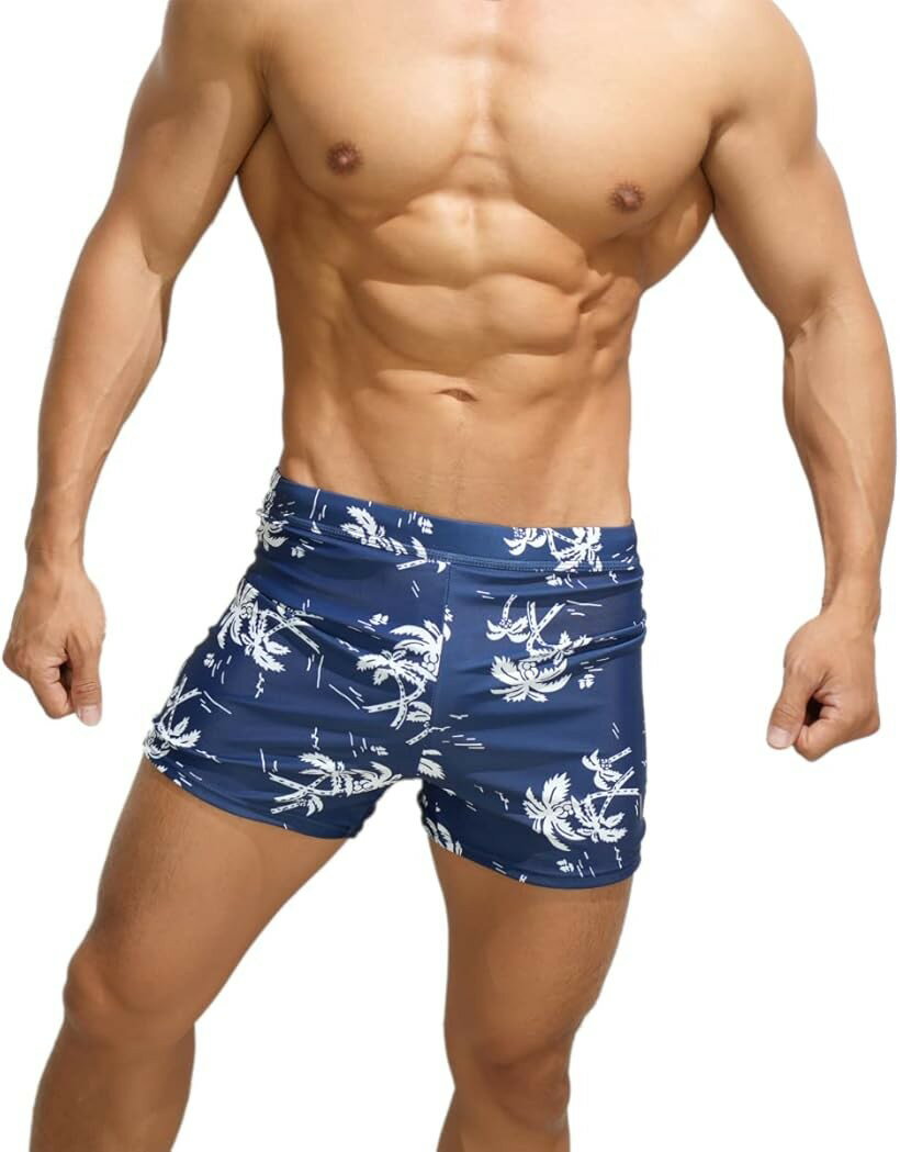 水着 ローライズ サーフパンツ ボクサー ボックス 海パン ショート 股間パット付 メンズ 3XL (ブルー, 3XL)