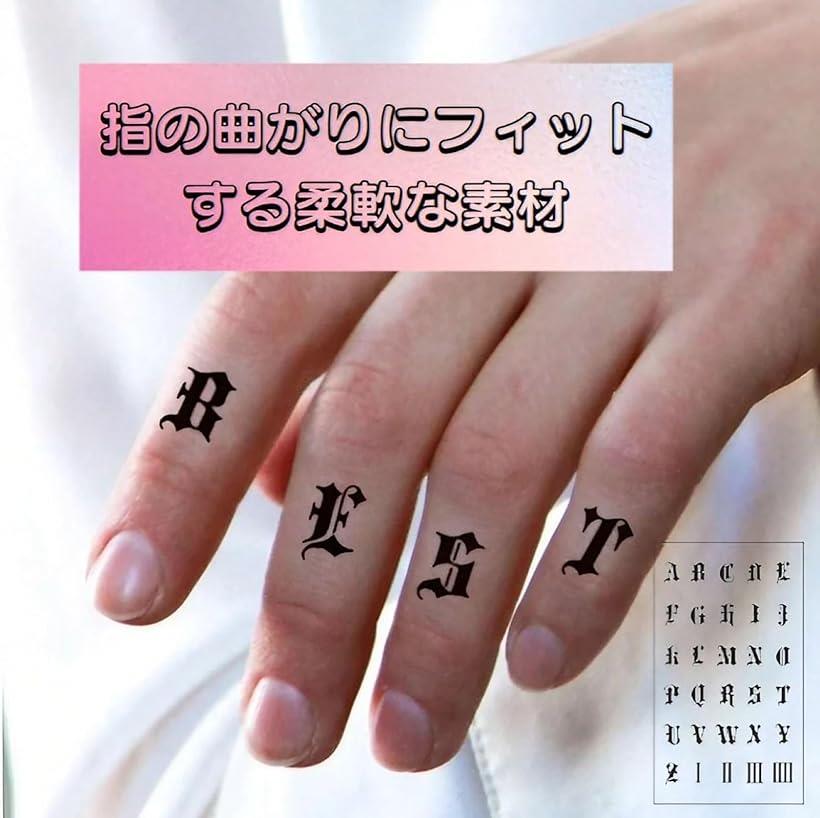 エムラインストアのタトゥーシール 文字 指タトゥー フィンガータトゥー アルファベット26文字 防水 2枚セット (ブラック)｜アングル3