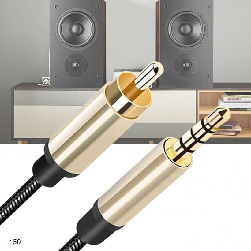 3.5mm＞RCA 同軸オーディオケーブル ナイロンメッシュ 銅コア アンプ・スピーカー等オーディオ機器接続用 150 センチメートル