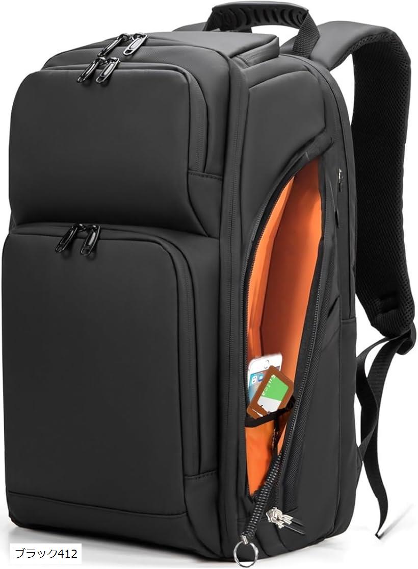 リュック メンズ ビジネスリュック リュックサック スクエアリュック 大容量 PCリュック 通学 通勤 出張 USB充電ポート 黒 型崩れ防止 ブラック412