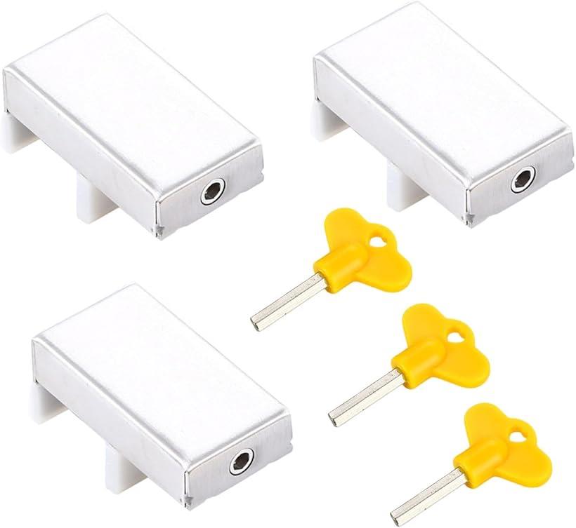 窓 アラーム窓用ロック 網戸 引き戸ストッパー 鍵付き サッシ 工具付き ベランダ 転落防止 防犯対策 3個セット