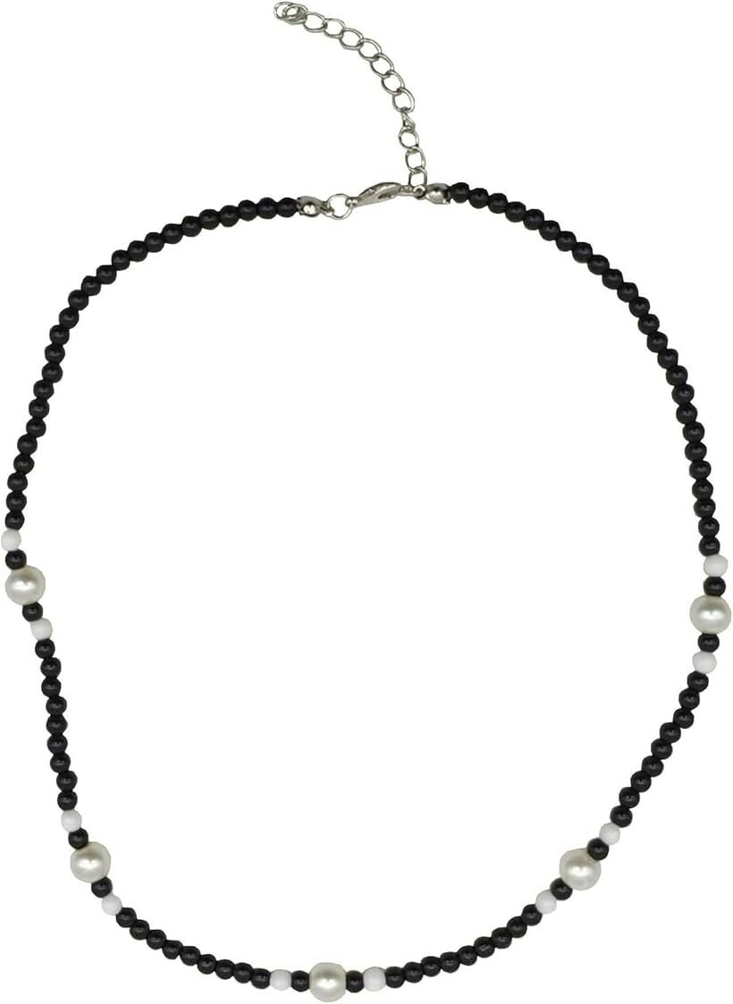 Rakuten - 黒ビーズ ネックレス パール ブラック アクセサリー かわいい おしゃれ 韓国アクセサリー