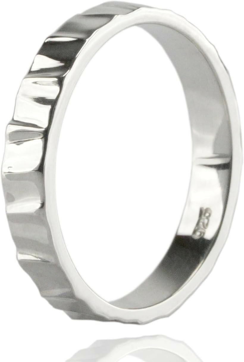 Rakuten - sv925 槌目 シルバー リング メンズ 指輪 人気 スターリングシルバー シルバーリング オーガニック 木目 レディース 17 (シルバー)