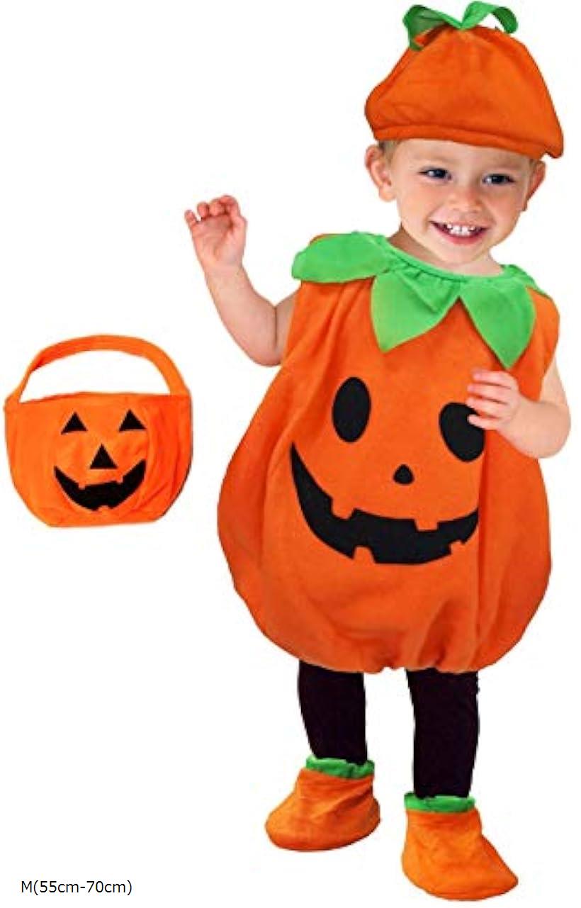 かぼちゃバッグ ＆ シューズ付き ハロウィン パンプキン コスチューム キッズコスチューム 男女共用 S7..
