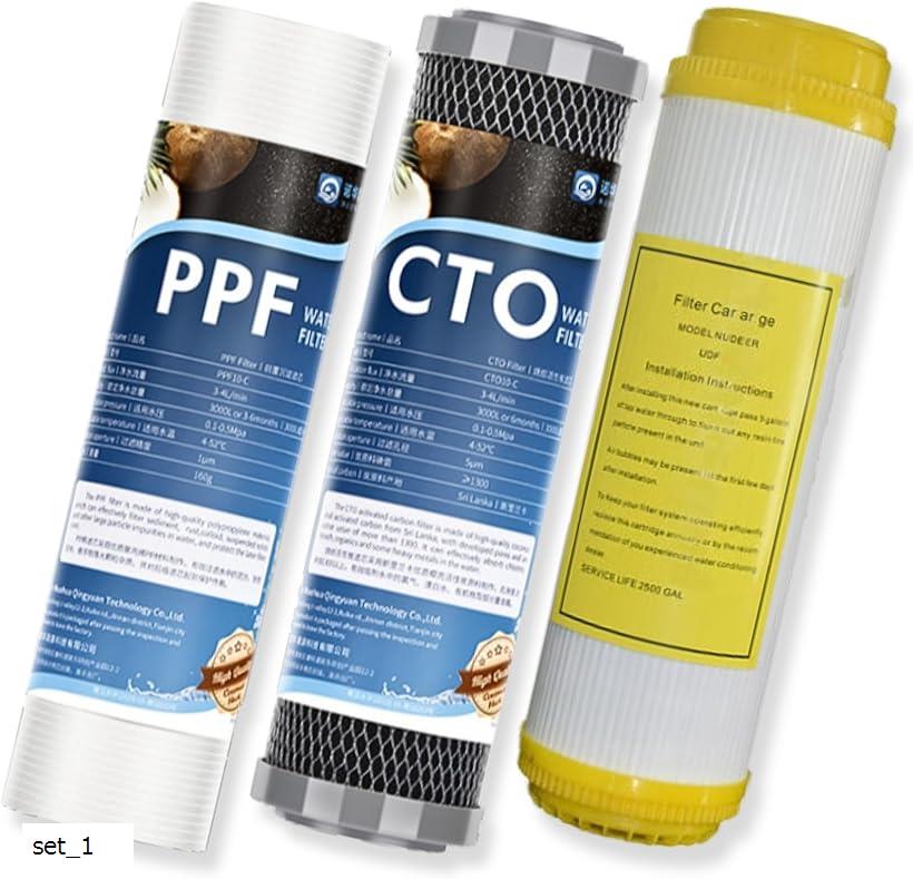 互換品 社外 アクアリウム 水槽 浄水器 フィルター PPF CTO カチオン ハイグレード セット セディメント 軟水化 水草環境調整 10インチ set_1