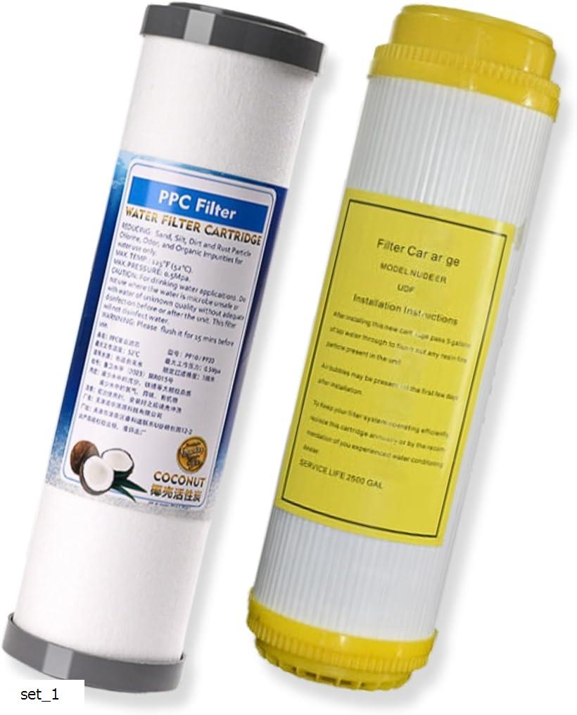 互換品 社外 アクアリウム 水槽 浄水器 フィルター PPC カチオン セット セディメント 焼結活性炭 吸着 軟水化 水草環境調整 10インチ set_1