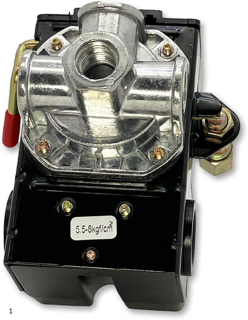 互換品 エアーコンプレッサー 圧力スイッチ 4ポート 汎用 交換用 初期値 5.5 ～ 8.0 kgf/cm2 約0.54～0..