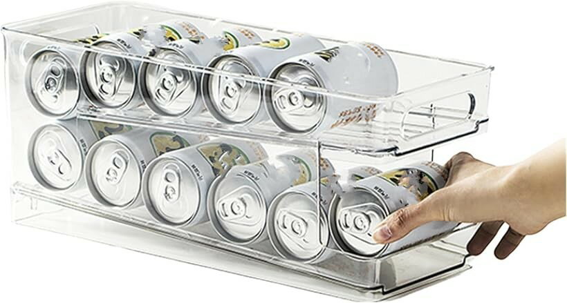 缶 収納 ストッカー ホルダー 冷蔵庫用 ラック ビール収納 冷えたまま取り出しやすい スッキリ 小サイズ (小サイズ)