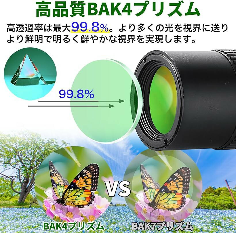 10-300x40双眼鏡 スマホ 望遠レンズ 高倍率 単眼鏡 スマホ対応 BAK4プリズム 運動会 推し活 テレスコープ 10-300x40