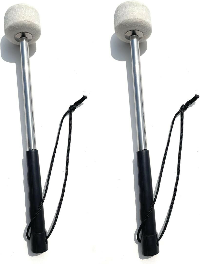 マレット ドラム 打 楽器 バス スティック 2本 セット すべらない 持ち手 ステンレス 製 落下防止 ストラップ