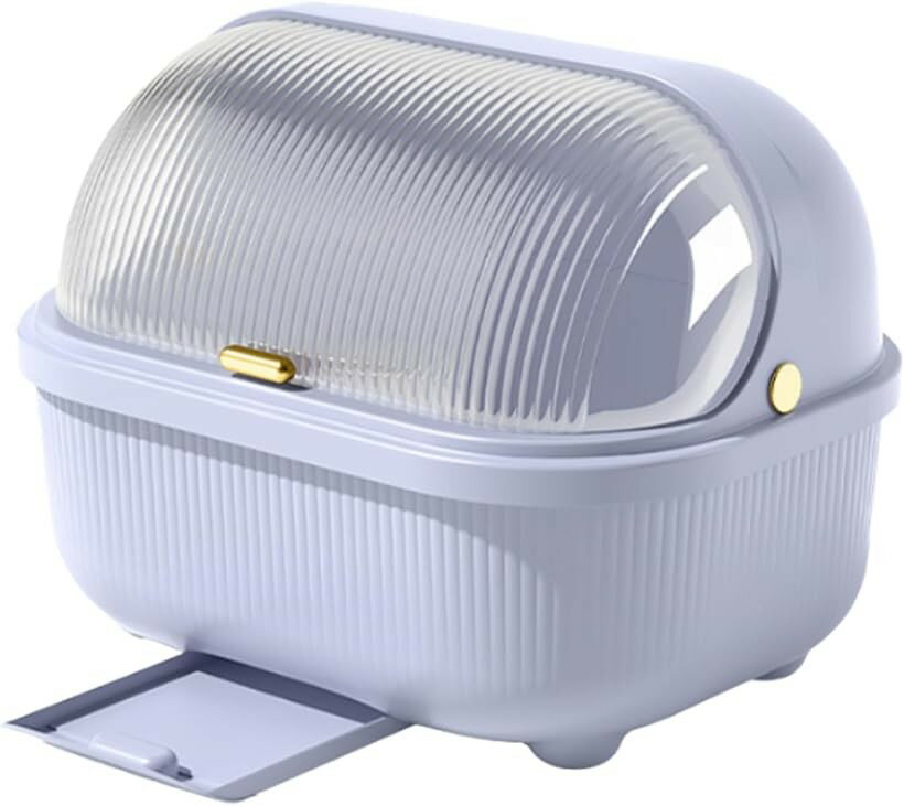 Rakuten - 水切りラック 食器 収納 水切りかご 乾燥ボックス 台所用品 大容量 水受けトレイ 蓋つき (パープル, 35x29.2x26cm)
