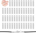 100個 ステンレススチール コードエンド キャップ 1mm 内径 コラム コーン レザー ジュエリー メイキング ブレスレット ターミネーター ネックレス ジ...